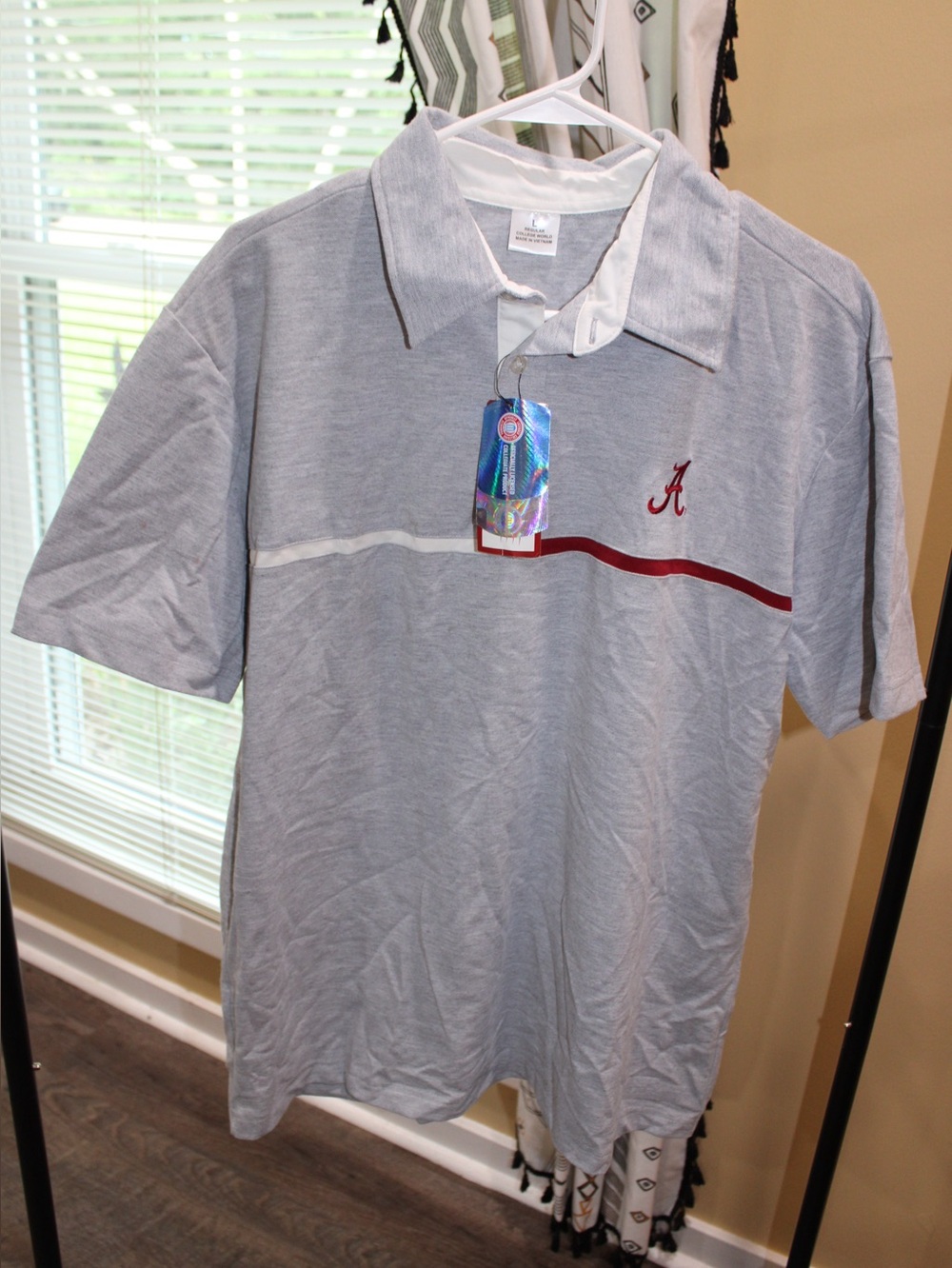 Alabama Crimson Tide Gray Polo Shirt | Embroidered Logo | Size Large | NWT